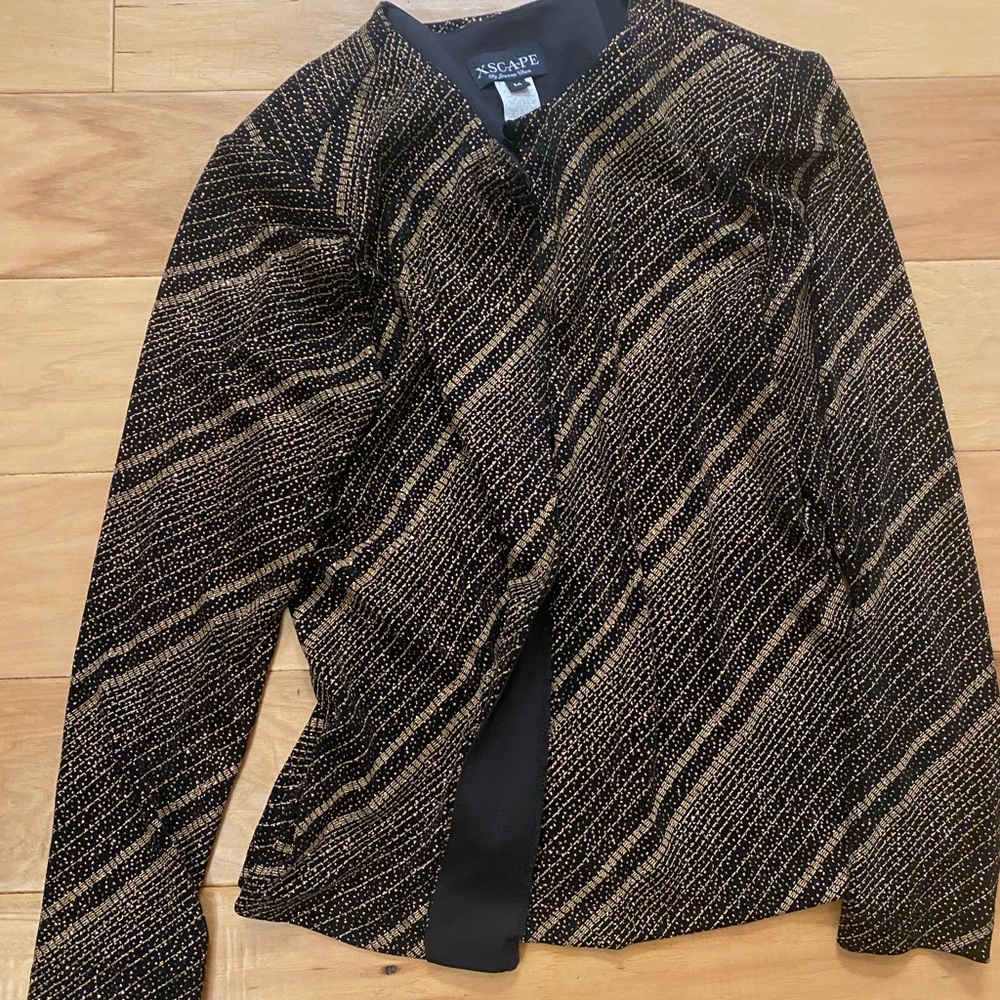 Xscape Black and Gold Blazer with Diagonal Stripes size M